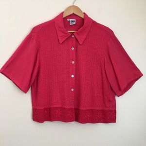 Johnny Was Vintage Short Sleeve Button Up Blouse